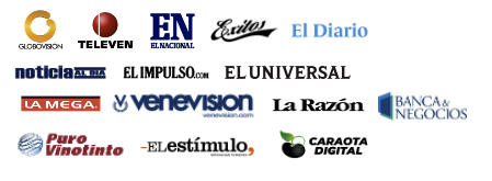 Medios de prensa: Globovisión, Televen, El Nacional, Éxito, El Diario, Noticiero Digital, El Impulso, El Universal, La Mega, Venevisión, La Razón, Banca y Negocios, Puro Vinotinto, El Estímulo, Caraota Digital